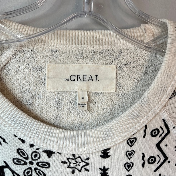 THE GREAT. The College Sweatshirt in Folk Print - Picture 3 of 9